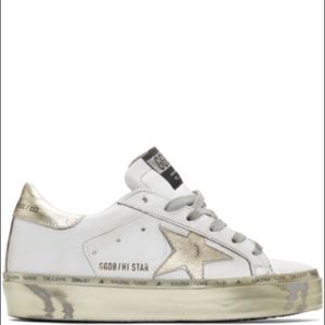 White & Gold Hi Star Sneakers